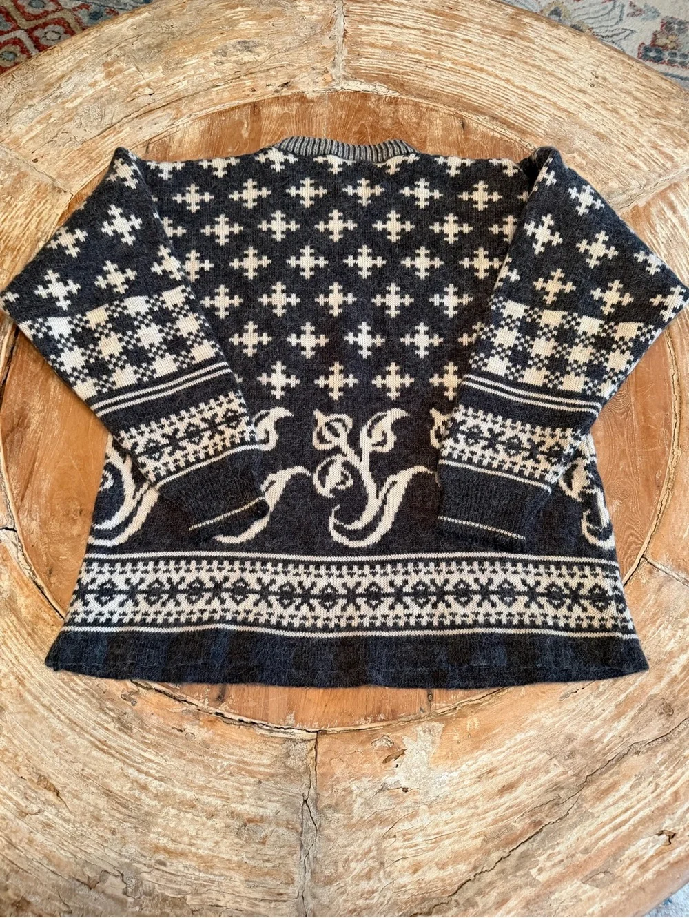 ZINO & JUDY Vintage 90s Nordic Fair Isle Scroll Knit Sweater Oversized Crewneck